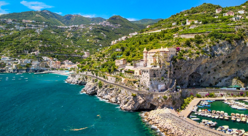 Amazing,Aerial,View,Of,Maiori,And,Minori,Along,Amalfi,Coast